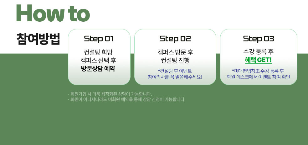 �� �̺�Ʈ ���� ��� �ȳ�. STEP 1: ������ ��� ķ�۽� ���� �� ����. STEP 2: ķ�۽� �湮 �� ������ ���� (������ �� �п� ����ũ���� �̺�Ʈ ���� �ǻ� ���� �ʼ�). STEP 3: ������ ���� �� ���� 100% ���� �ޱ� (���� ����� ������ 9�� 16�� ������ �ϰ� �߼� ����)